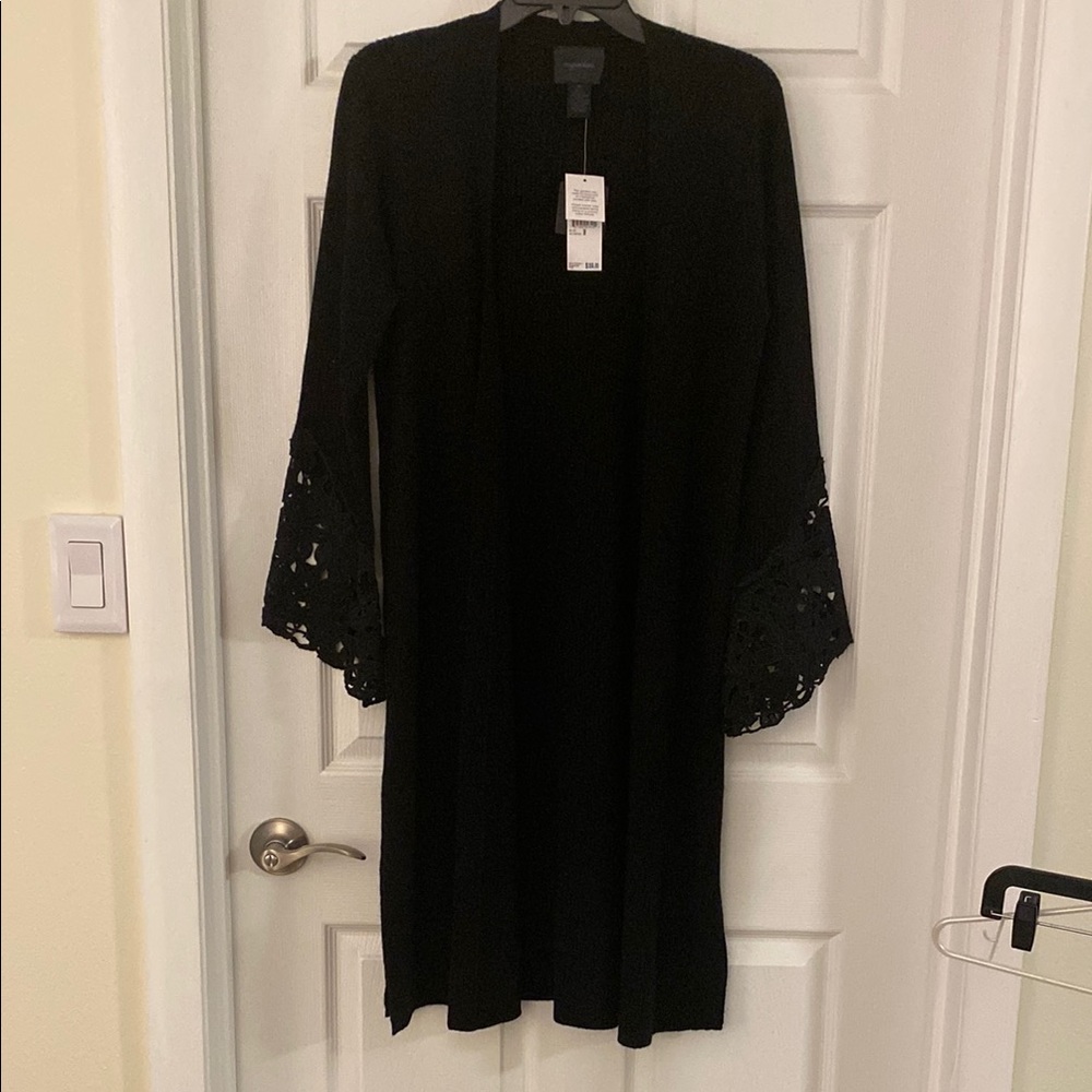 Black Lace Sleeve Cardigan